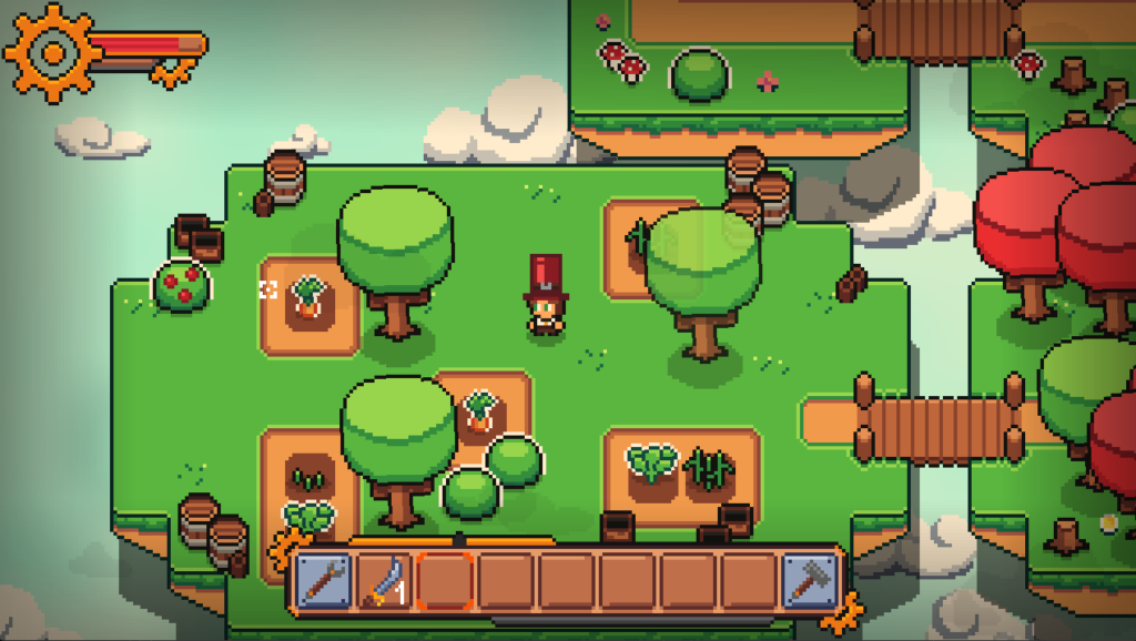 A screenshot of Winston in a fetching top hat in Sky Ahoy